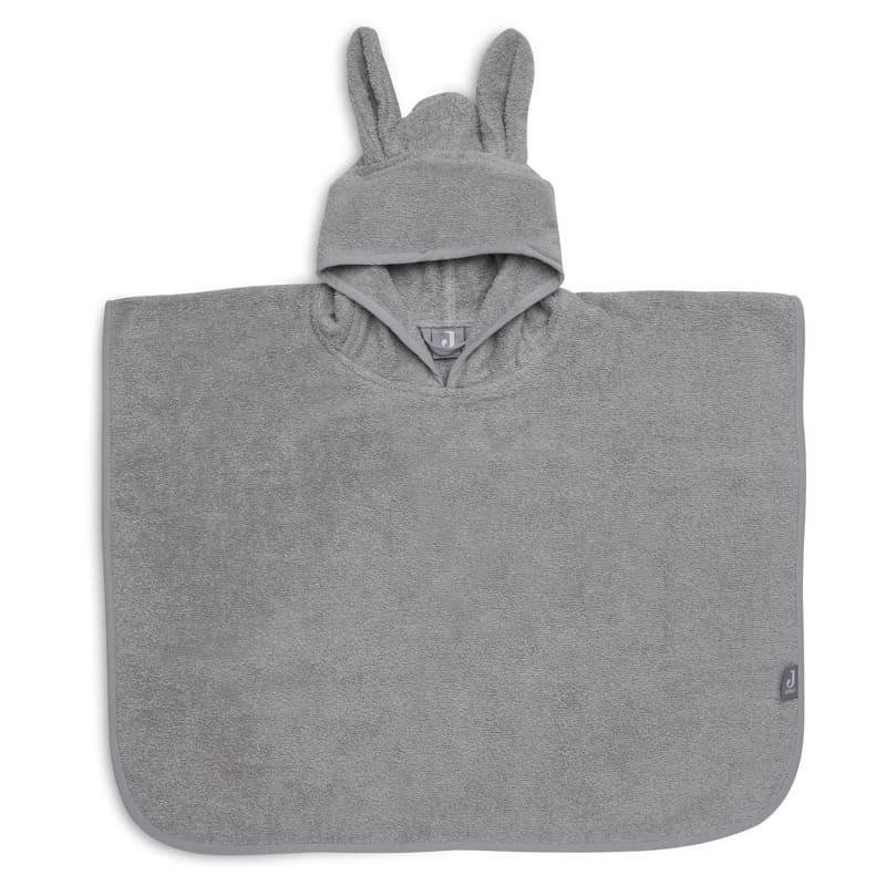 Jollein - Bawełniane poncho kąpielowe zkapturem Rabbit 65x62cm, Storm Grey