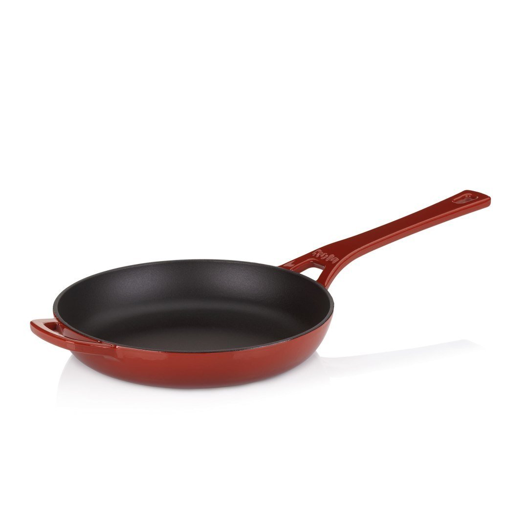 Patelnia Żeliwo Śred. 28 Cm Czerwona