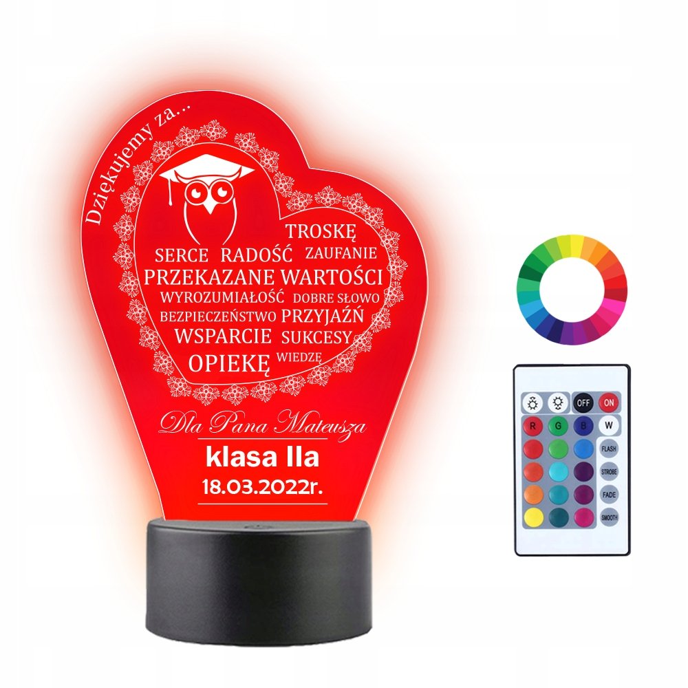 Lampka Nocna 3D LED Dzień Nauczyciela Prezent