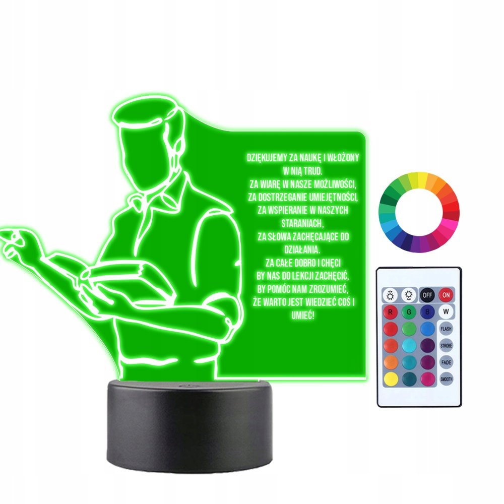 Lampka Nocna 3D LED Podziękowania dla Nauczyciela