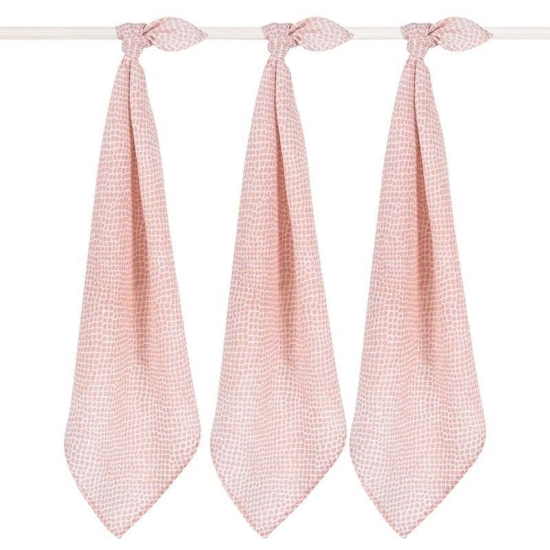 Jollein - Bawełniane pieluszki niemowlęce Hydrophlic 70x70cm 3szt., Snake Pale Pink