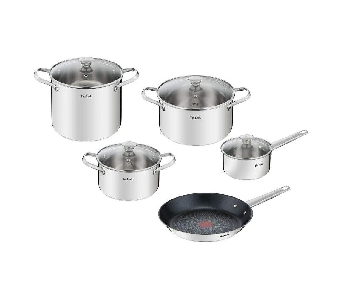 Tefal - Zestaw naczyń kuchennych 9 szt. COOK EAT stal nierdzewna