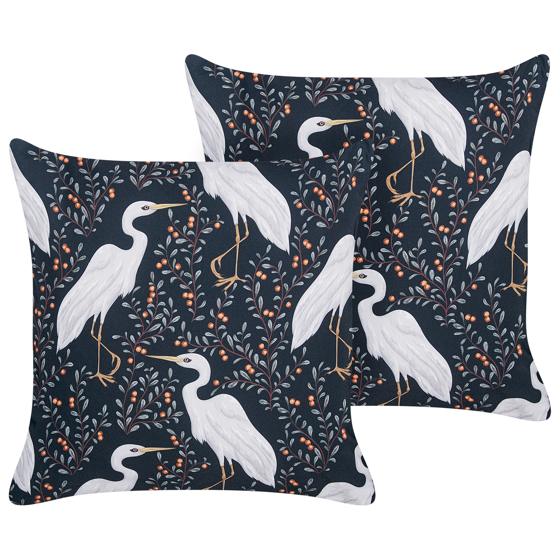 2 poduszki ogrodowe z motywem ptaków 45 x 45 cm czarne PIANAZZO