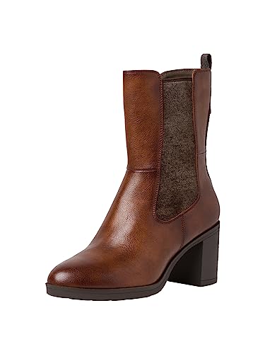 Jana Damskie Softline 8-25469-41 wygodne buty o wszechstronnym rozmiarze, modne buty wsuwane z obcasem blokowym, eleganckie botki, koniak, 36 EU Weit