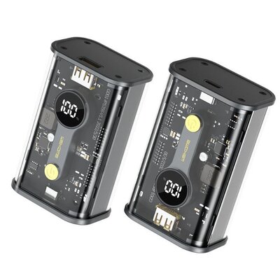 WEKOME WP-333 Vanguard Series - Power bank 10000 mAh Super Charging PD 20W + QC 22.5W (Czarny / Przezroczysty)