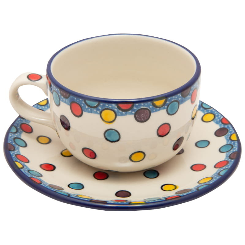 Filiżanka Do Herbaty Kawy 200 Ml Ze Spodkiem - Ceramika Artystyczna Bolesławiec