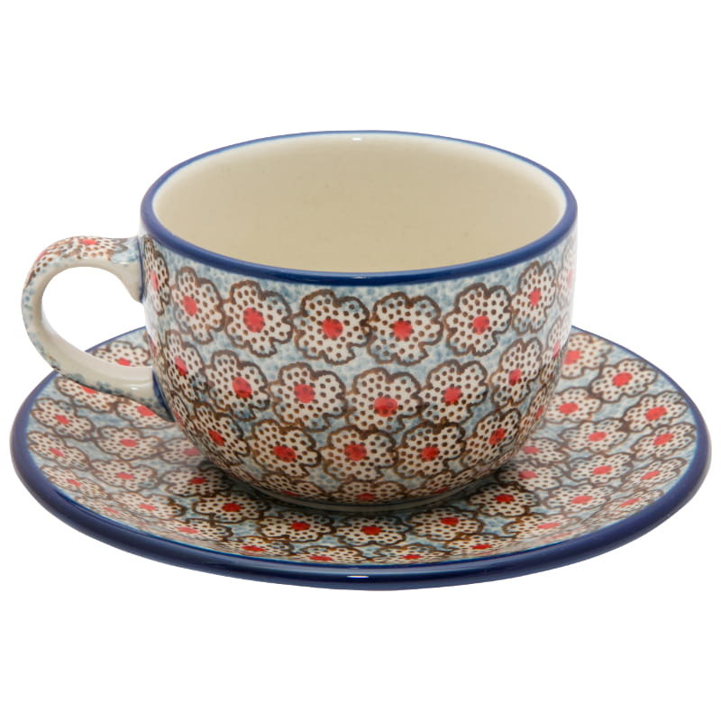 Filiżanka Do Herbaty Kawy 200 Ml Ze Spodkiem - Ceramika Artystyczna Bolesławiec