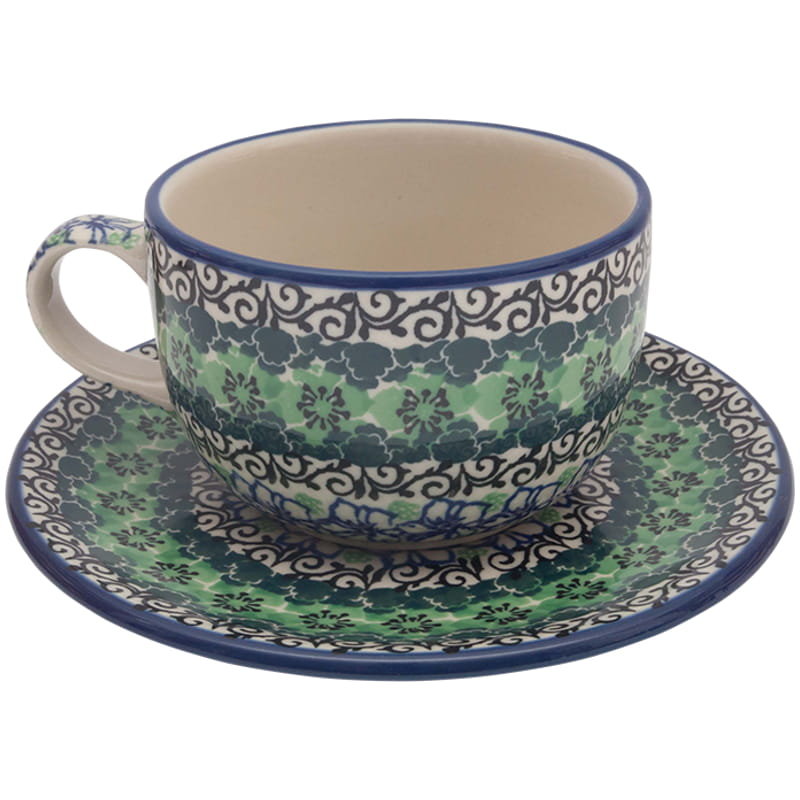 Filiżanka Do Herbaty Kawy 200 Ml Ze Spodkiem - Ceramika Artystyczna Bolesławiec