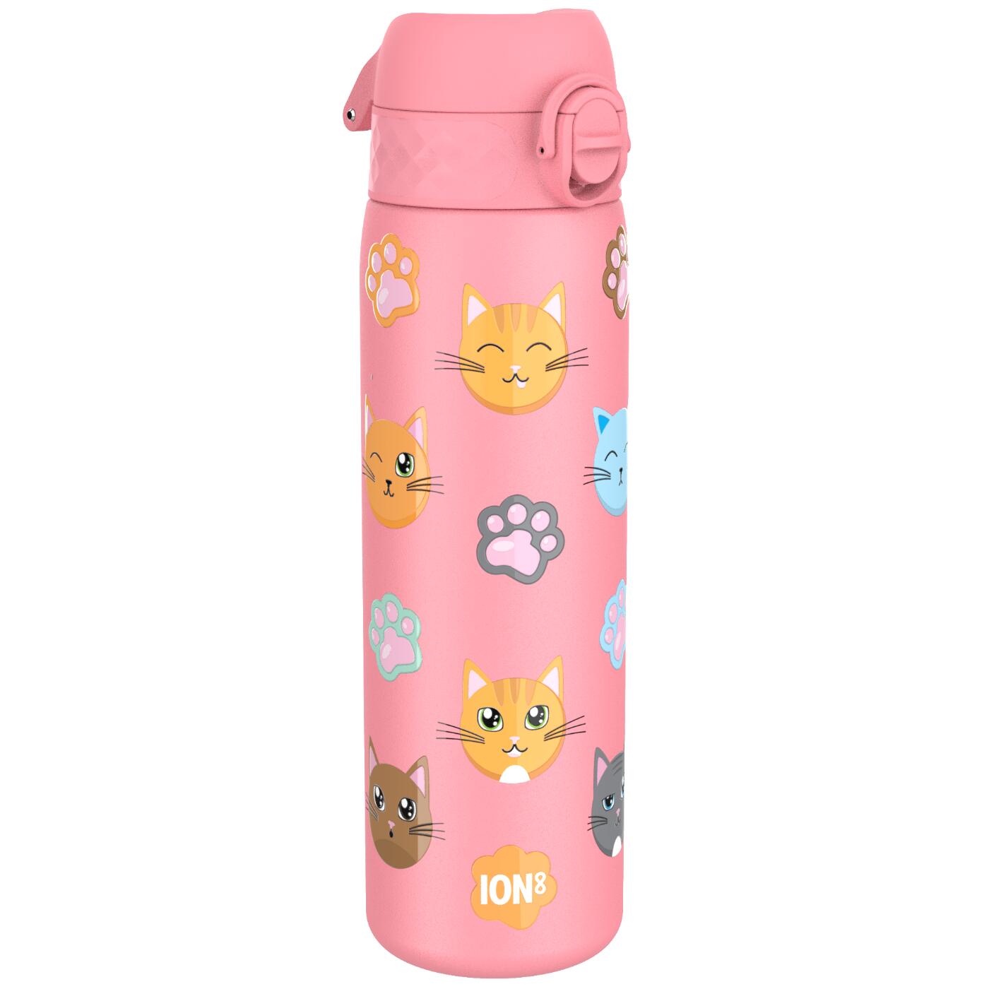 Ion8 Bidon Butelka Stalowa Stal Nierdzewna 600 ml Różowy Kotki