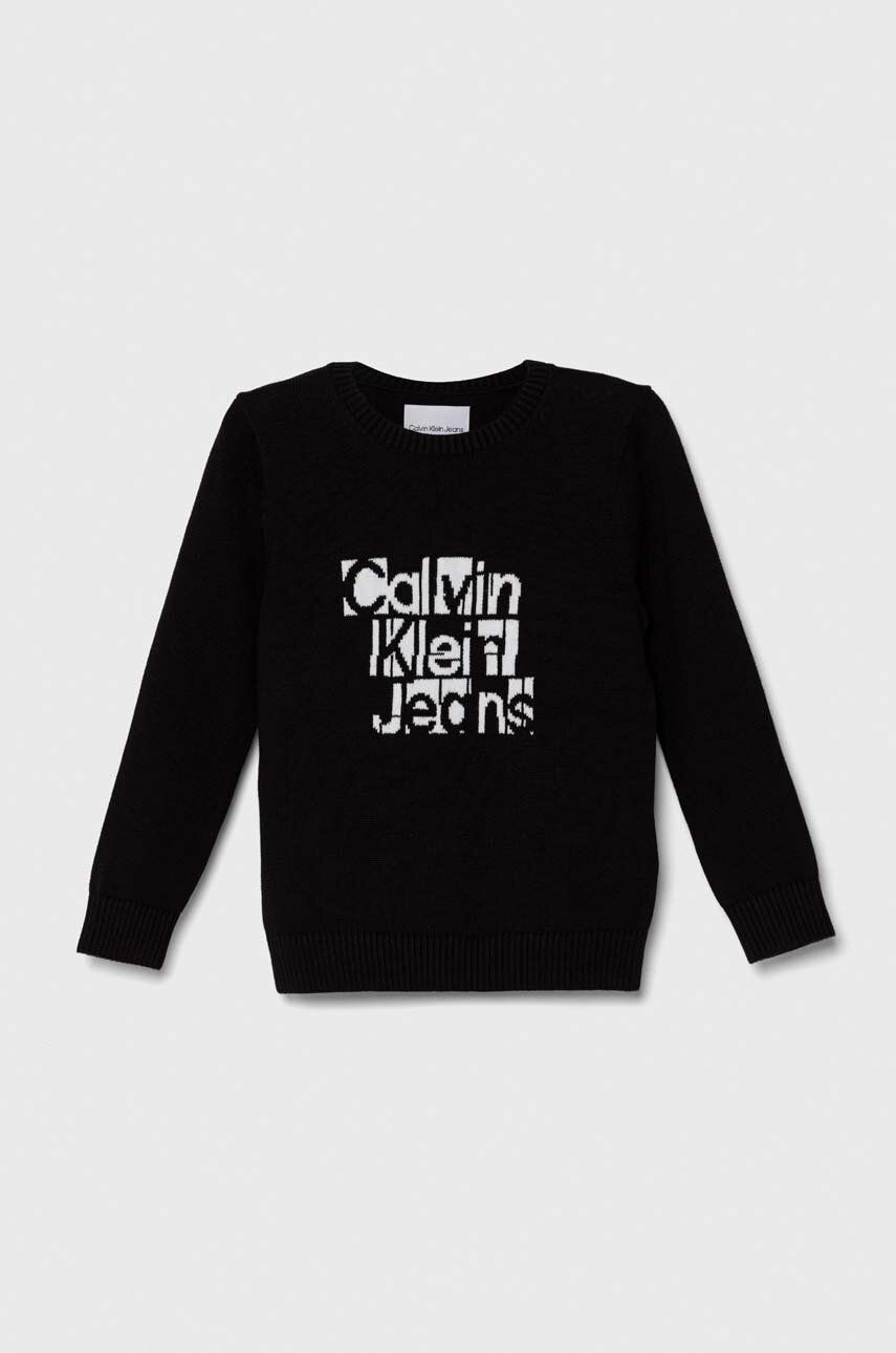Calvin Klein Jeans sweter bawełniany dziecięcy kolor czarny lekki