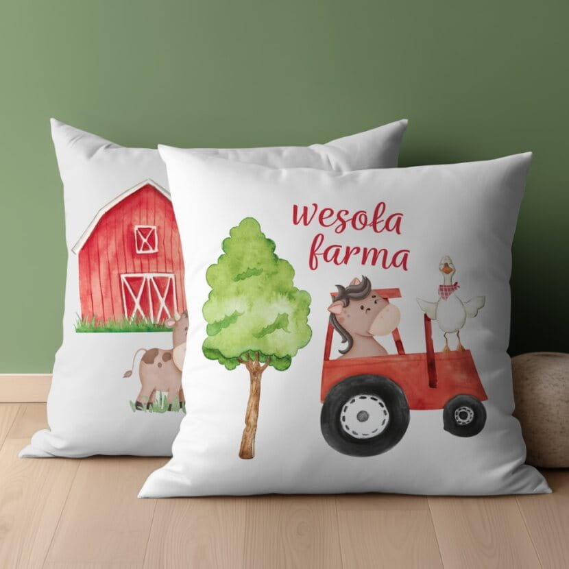 Poszewka 40x40 bawełniana traktorek do łóżeczka