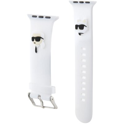 Karl Lagerfeld Pasek KLAWLSLKCNH Apple Watch 42/44/45/49mm biały/white strap 3D Rubber Karl&Choupette Heads
