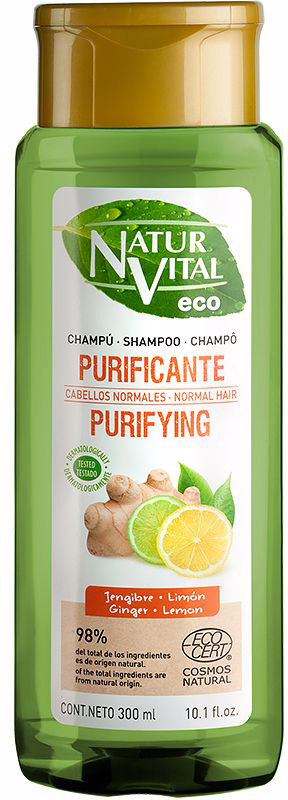 Szampon do nawilżania włosów Naturvital Eco Purificante Jengibre y Limón 300 ml (8414002076048)