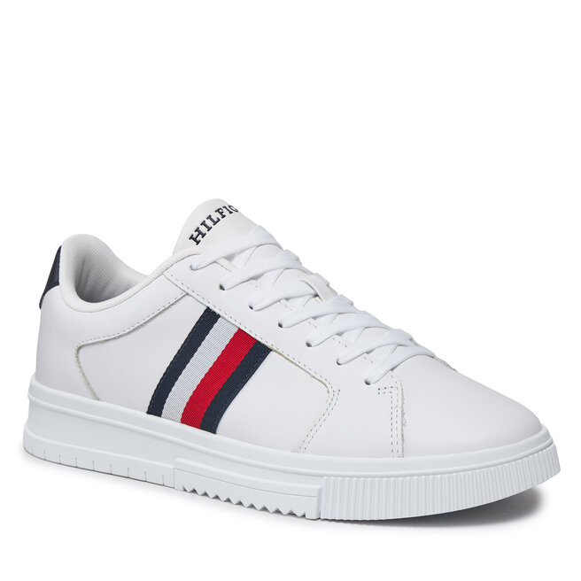 Sneakersy Tommy Hilfiger Supercup Lth Stripes Ess FM0FM04895 White YBS