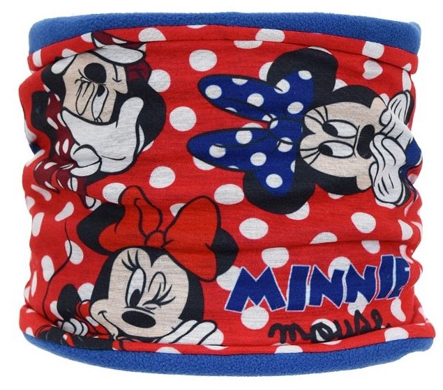 Dziewczęcy komin z polarem i nadrukiem Minnie Mouse - czerwony