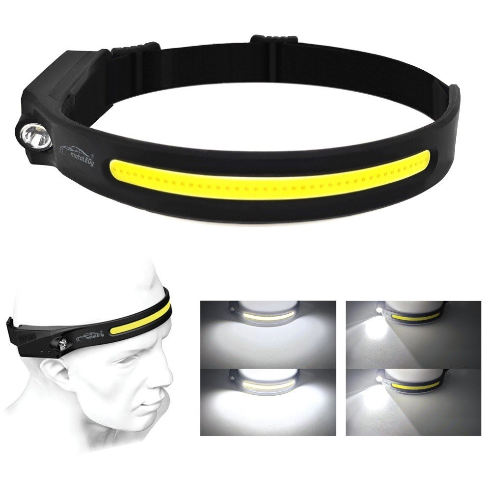 Czołówka - Cob + Led, Czujnik Ruchu, Mocny Akumulator 2X 8H Pracy Na Jednym Naładowaniu