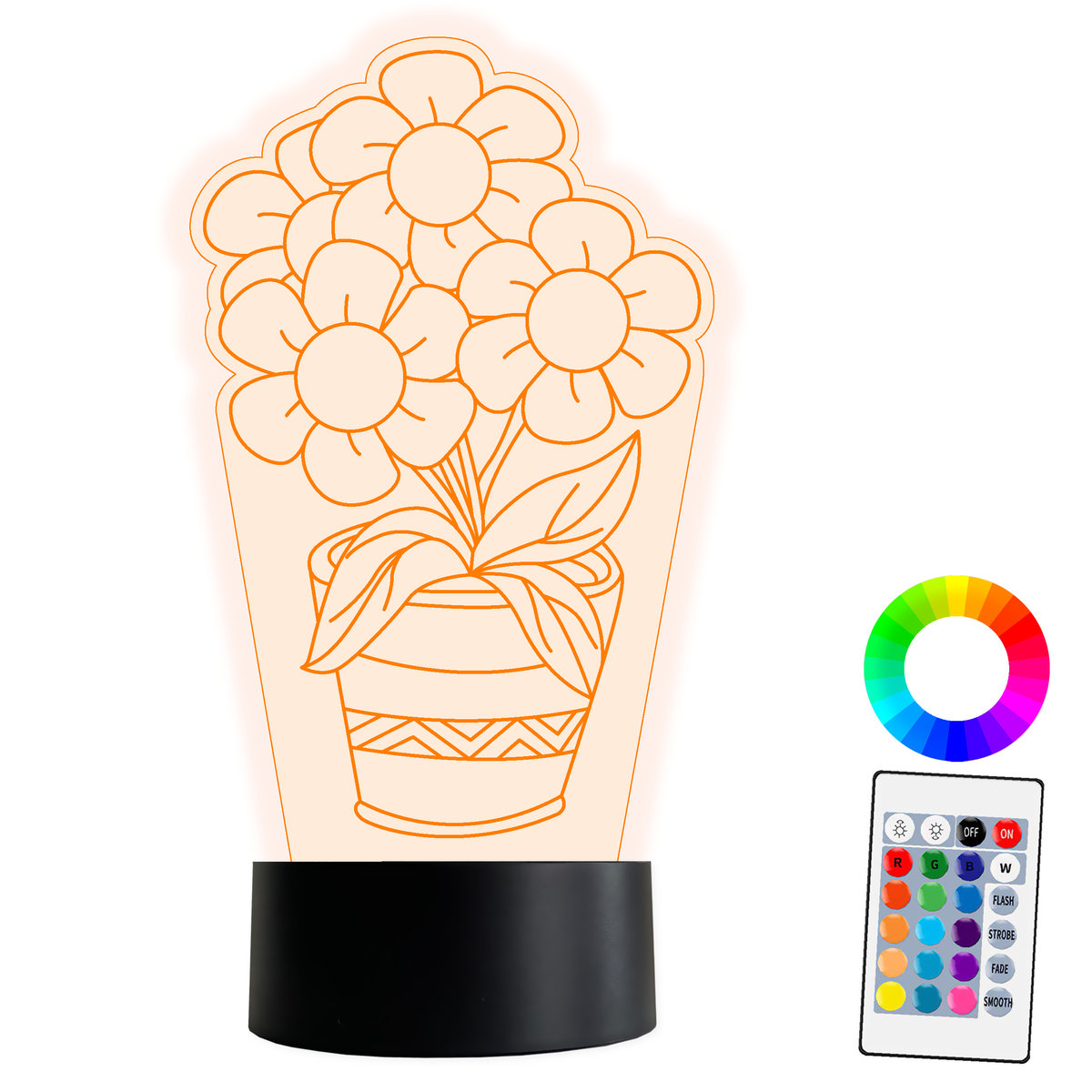 XL LAMPKA NOCNA LED 3D Dzień Matki Prezent Kwiaty 16 kolorów + Pilot IMIĘ Grawer