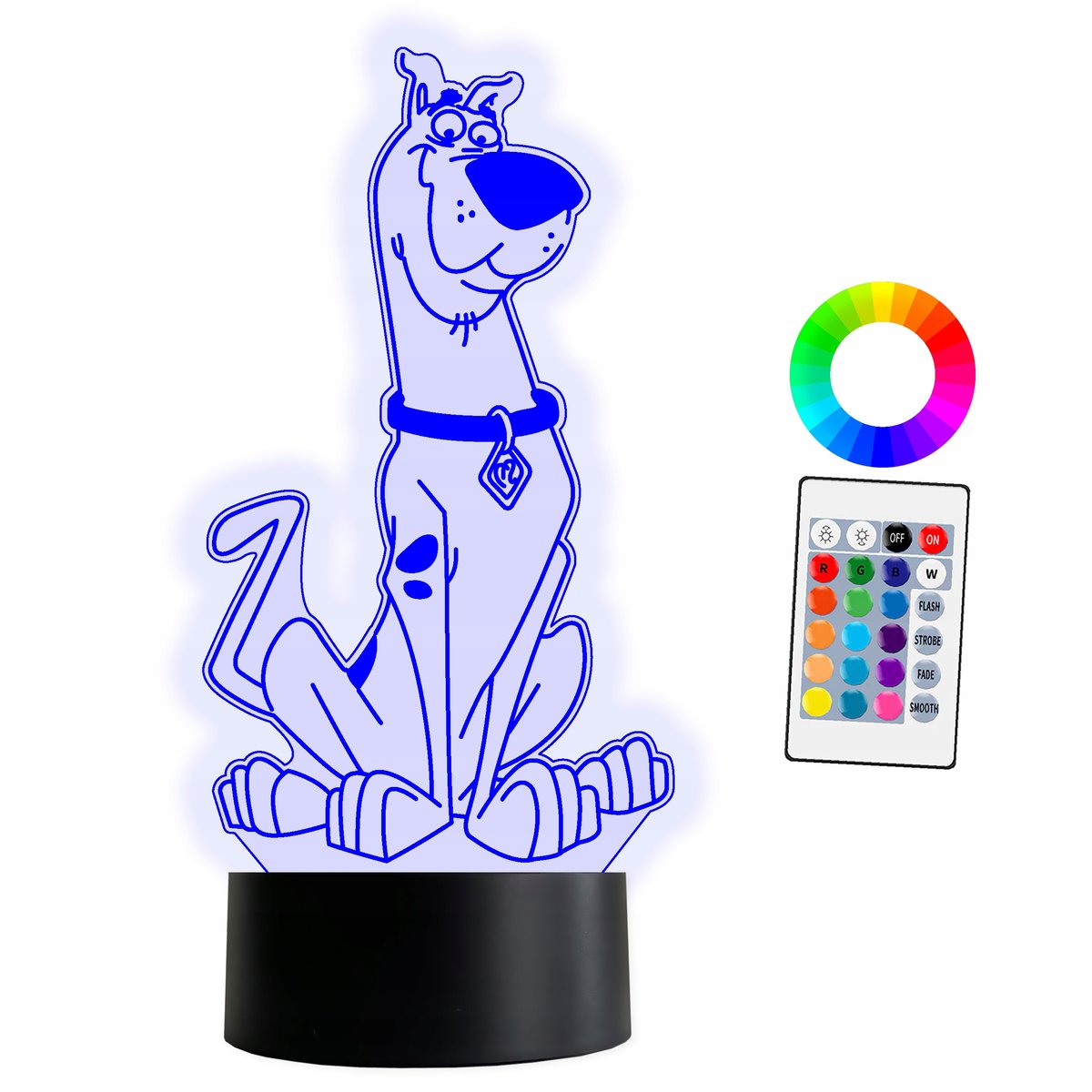 XL Lampka Nocna LED 3D 16 kolorów Scooby Doo + Pilot IMIĘ Grawer