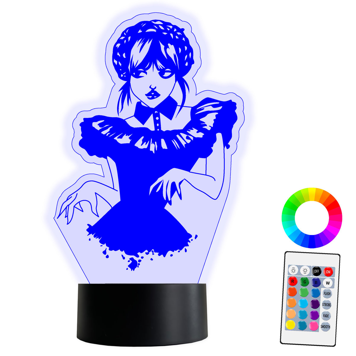 XL LAMPKA NOCNA LED 3D Wednesday 16 kolorów + Pilot IMIĘ Grawer