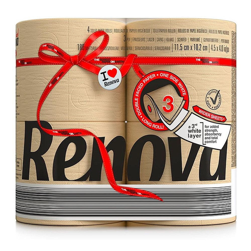 Beżowy papier toaletowy Renova Double Faced 4R