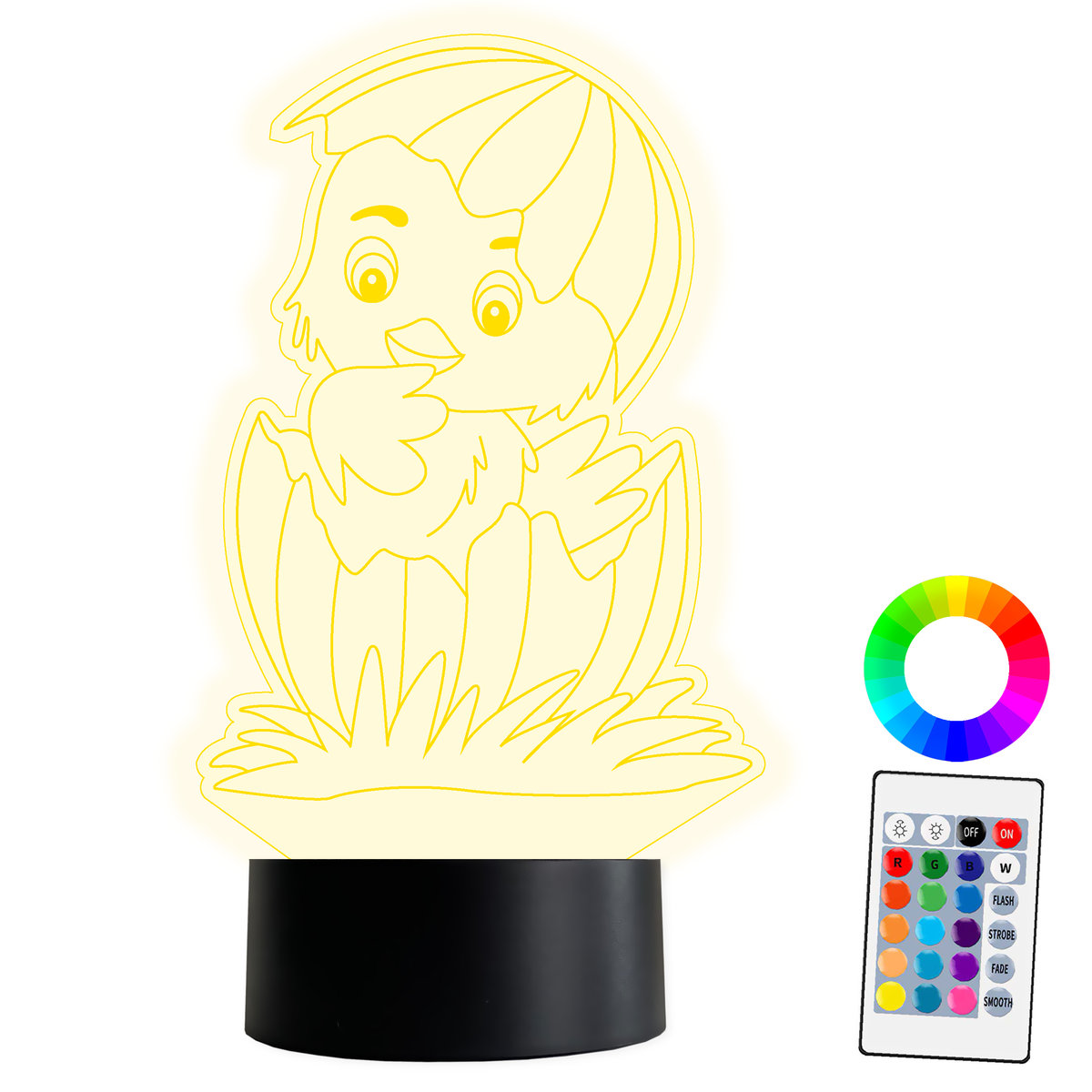XL LAMPKA NOCNA LED 3D Pisklak Wielkanoc 16 kolorów + Pilot IMIĘ Grawer