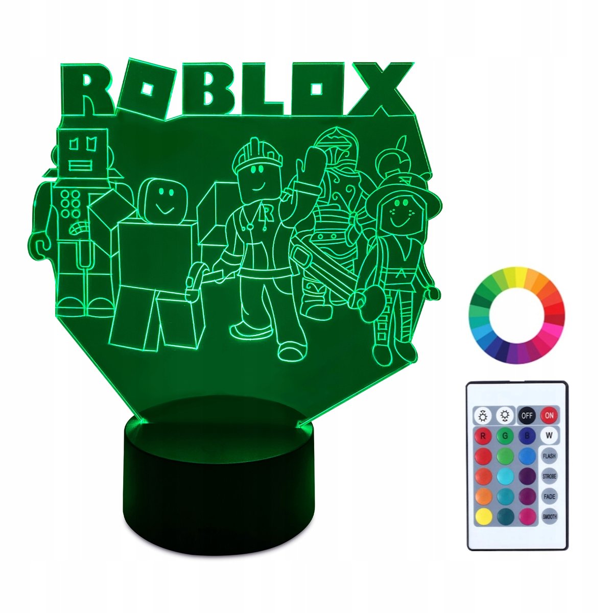 XL Lampka Nocna LED 3D Roblox 16 kolorów + Pilot
