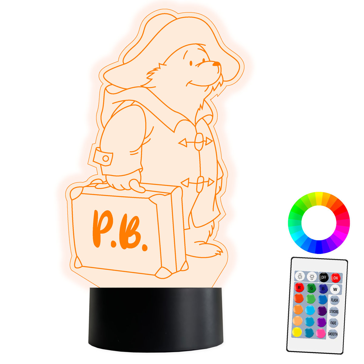 XL LAMPKA NOCNA LED 3D Paddington Bajka 16 kolorów + Pilot IMIĘ Grawer