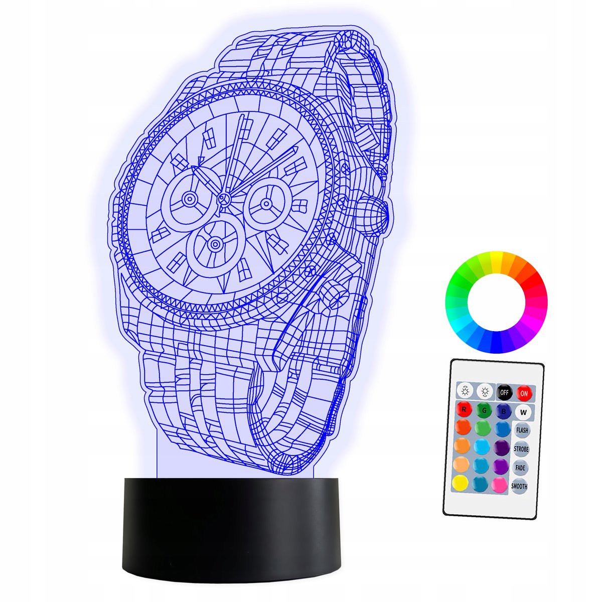 XL Lampka Nocna LED 3D Zegarek Streetwear 16 kolorów + Pilot