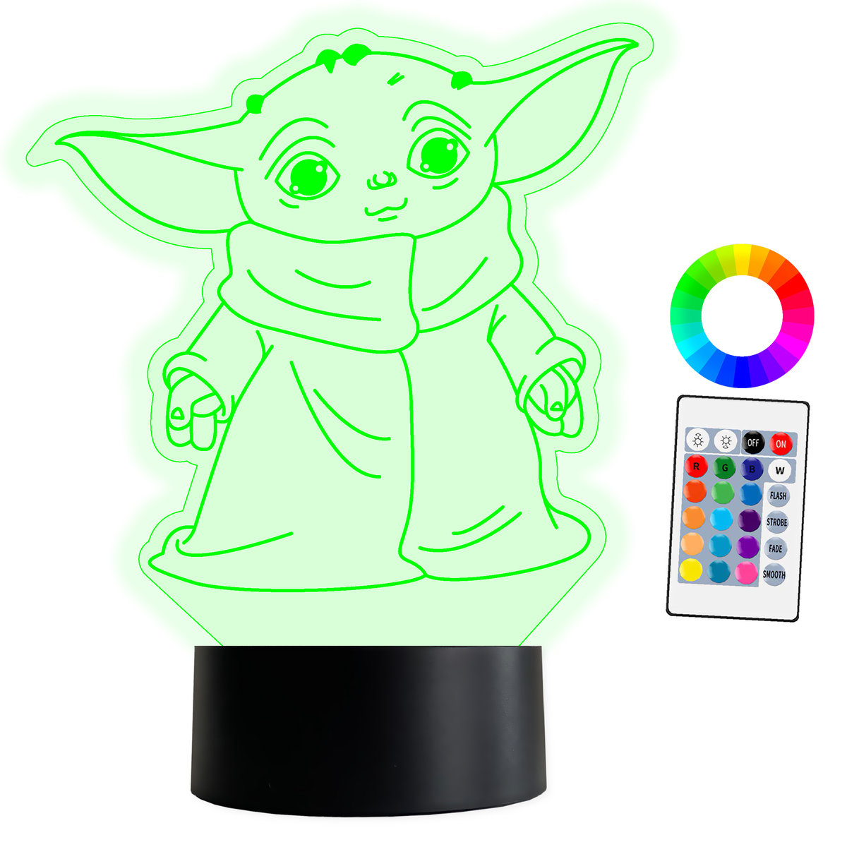 XL LAMPKA NOCNA LED 3D Baby Yoda 16 kolorów + Pilot IMIĘ Grawer
