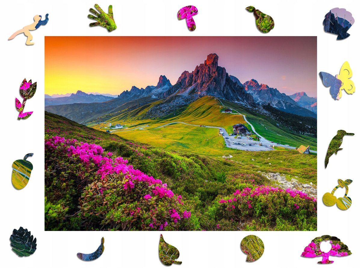 Puzzle Drewniane Premium 3D Dla Dorosłych Zachód W Górach A4 Krajobraz Adawoo - Idealne Na Prezent Na Święta, Urodziny, Imieniny, Walentynki