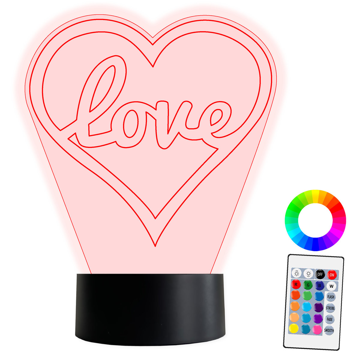 XL LAMPKA NOCNA LED 3D Miłość Walentynki Prezent Serce 16 kolorów + Pilot IMIĘ Grawer