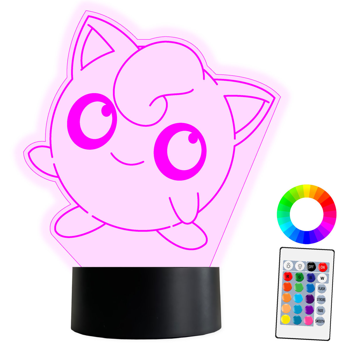 XL LAMPKA NOCNA LED 3D Jigglypuff Pokemon 16 kolorów + Pilot IMIĘ Grawer