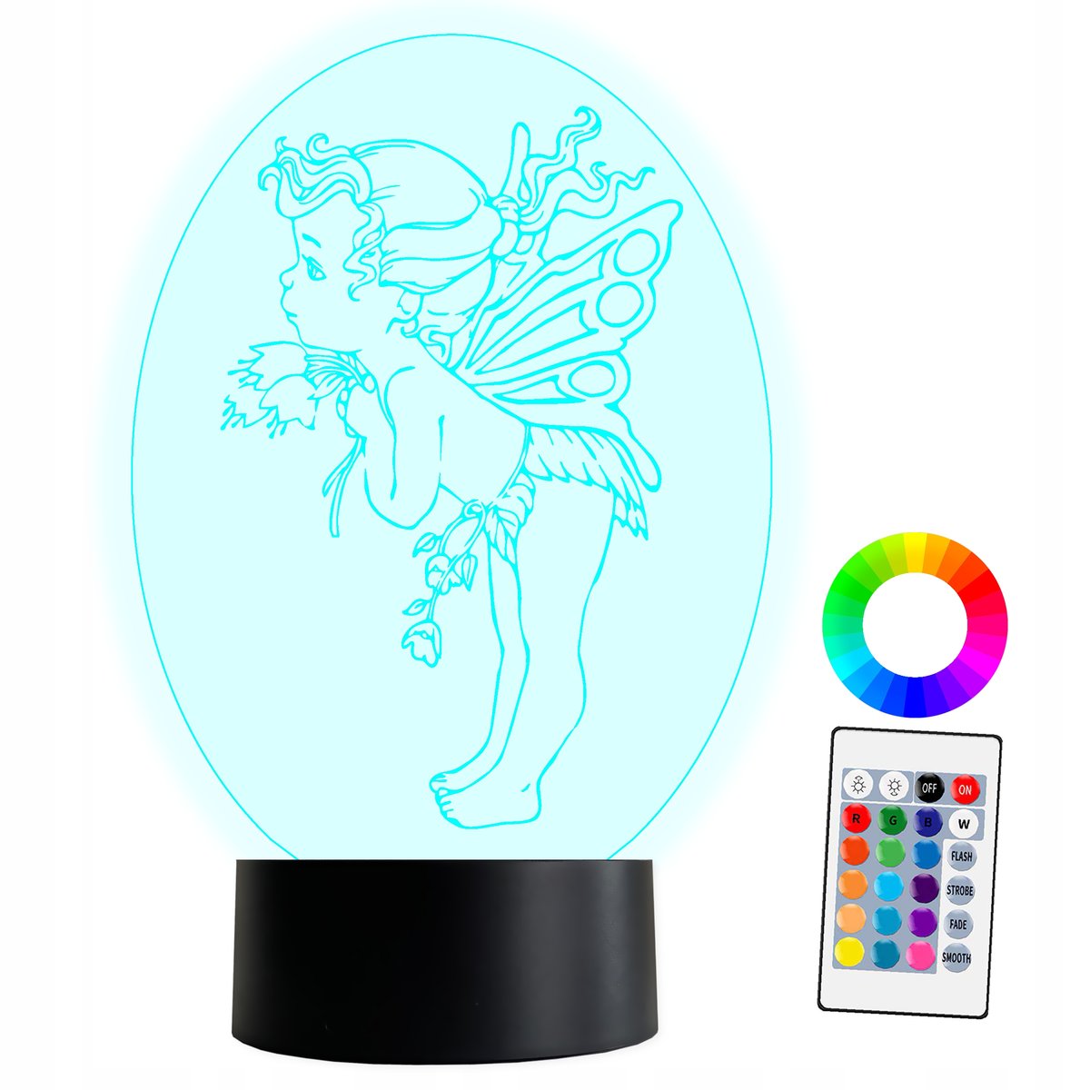XL Lampka Nocna LED 3D Anioł Stróż 16 kolorów + Pilot