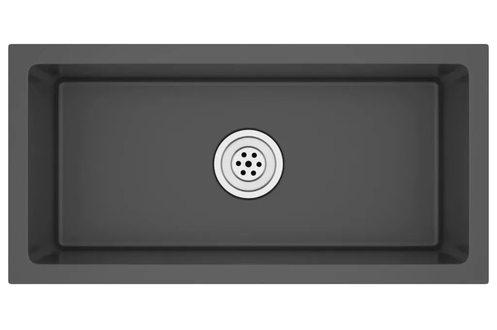 EDINOS Prostokątny zlewozmywak w czarnym kolorze H3-F12