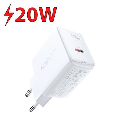 Acefast szybka ładowarka sieciowa USB Typ C 20W Power Delivery biały (A1 EU white) A1 white