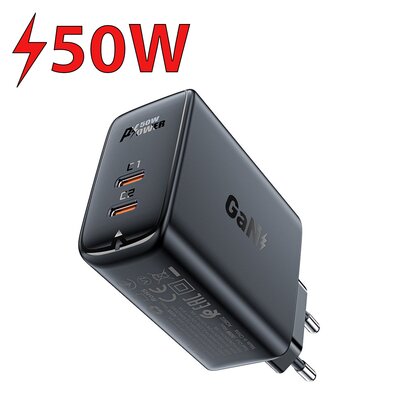 Acefast A29 PD50W GaN (USB-C+USB-C) dual port charger black