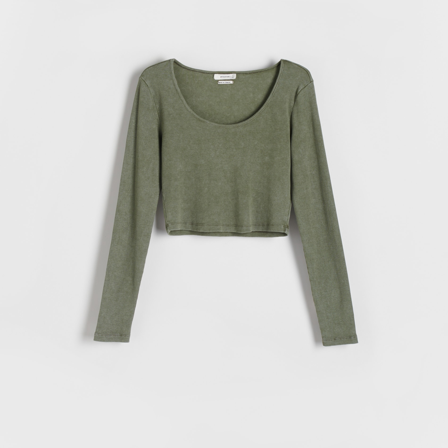 Reserved - Longsleeve z efektem acid wash - Khaki