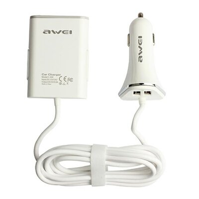 Awei Ładowarka  Ładowarka samochodowa AWEI C-400 9.6A 4xUSB High Speed biały/white AWEI072WHT