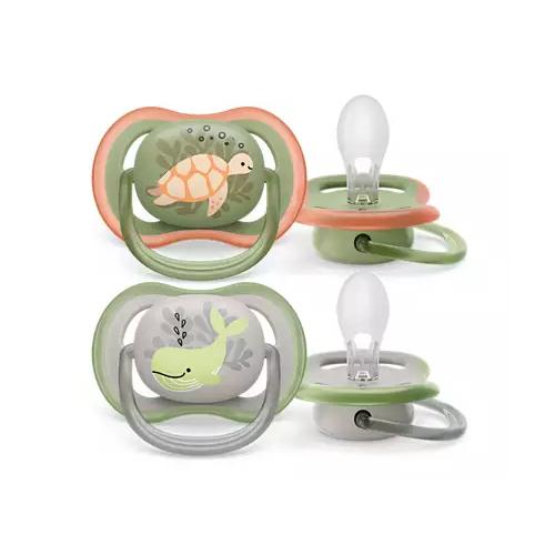 AVENT smoczek ortodontyczny Ultra Air 6-18m wieloryb/żółw SCF085/60, 2szt.