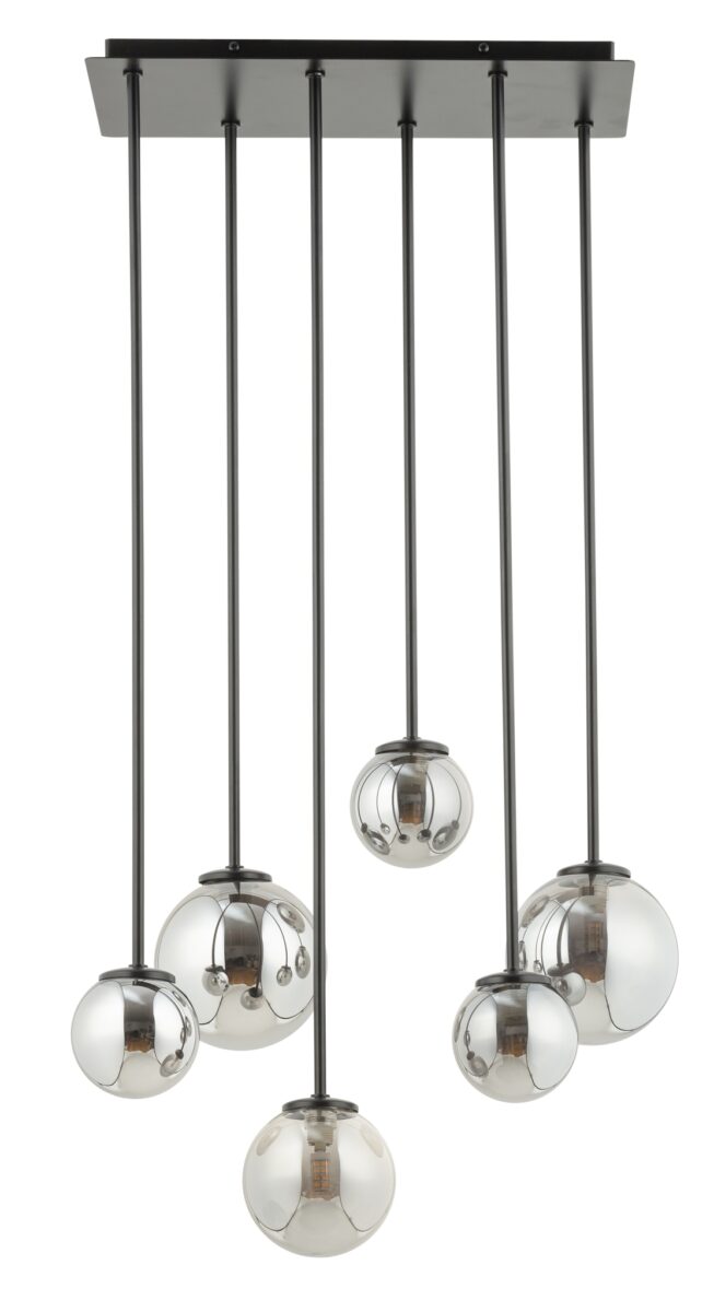 Tulia lampa wisząca czarna dymione kule 6 punktowa33498 Sigma