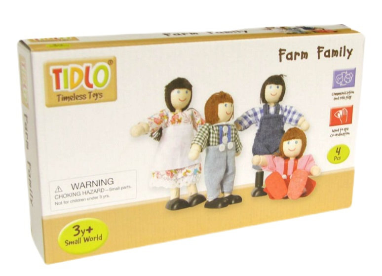 Rodzina Farmerów lalki drewniane: mama, tata, syn i córka Tidlo T0095