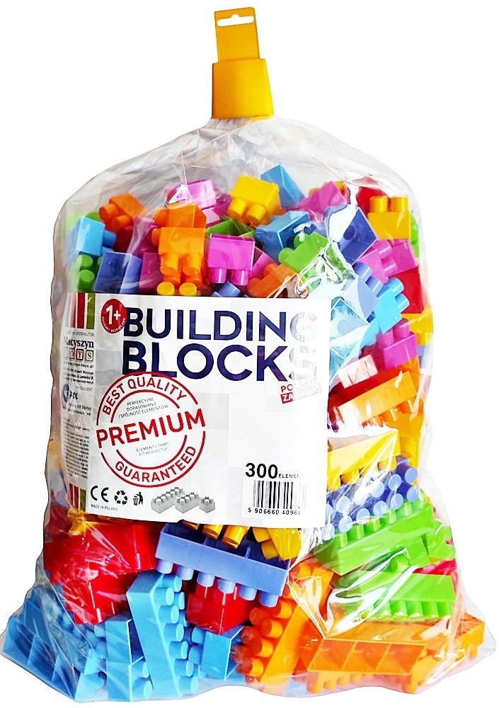 Duże Klocki Konstrukcyjne 300 El., Premium, Polskie, Bezpieczne. Wiek 1+