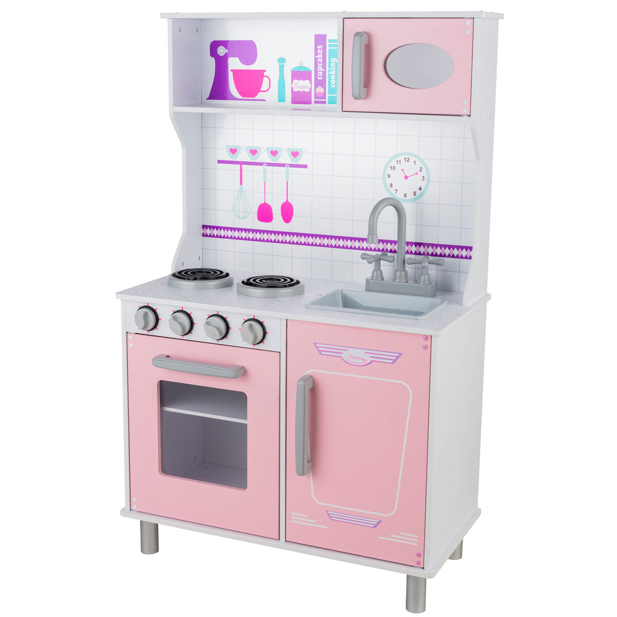 Duża Tradycyjna Różowa Kuchnia Dla Dzieci Kitchenfun Piekarnik Lodówka