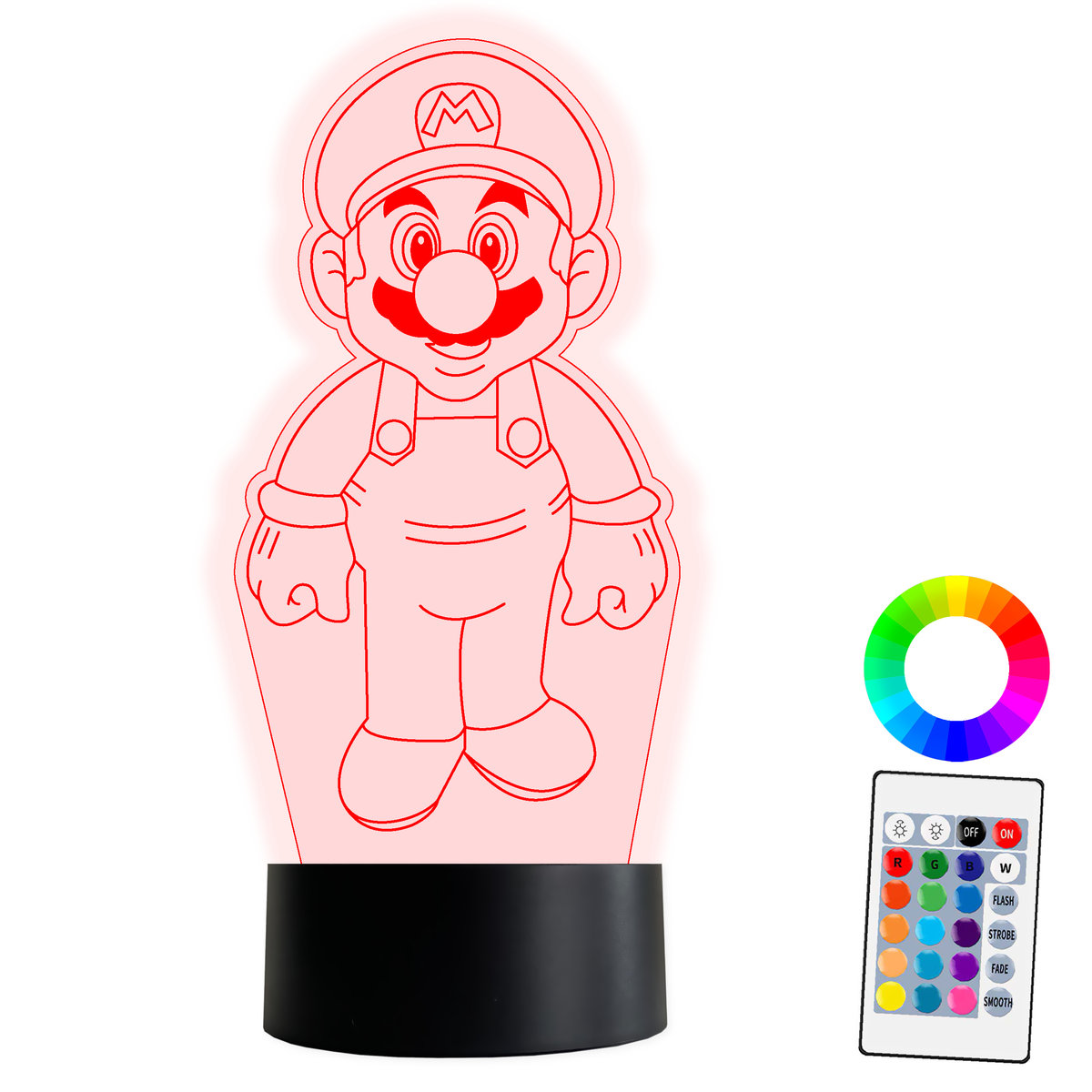 XL LAMPKA NOCNA LED 3D Super Mario Luigi 16 kolorów + Pilot IMIĘ Grawer