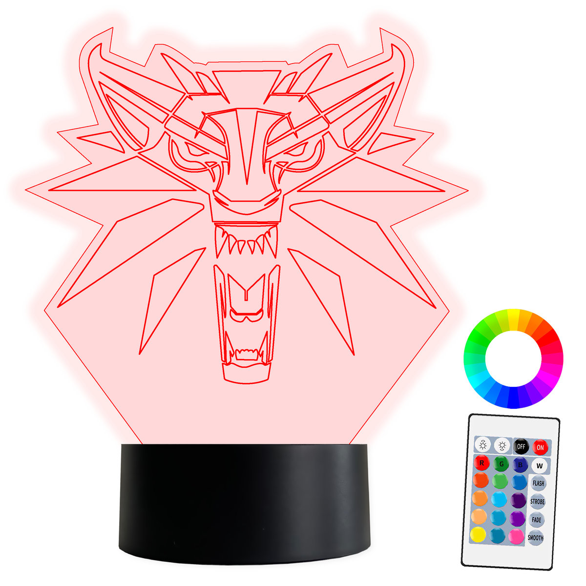 XL LAMPKA NOCNA LED 3D Wiedźmin Geralt 16 kolorów + Pilot IMIĘ Grawer