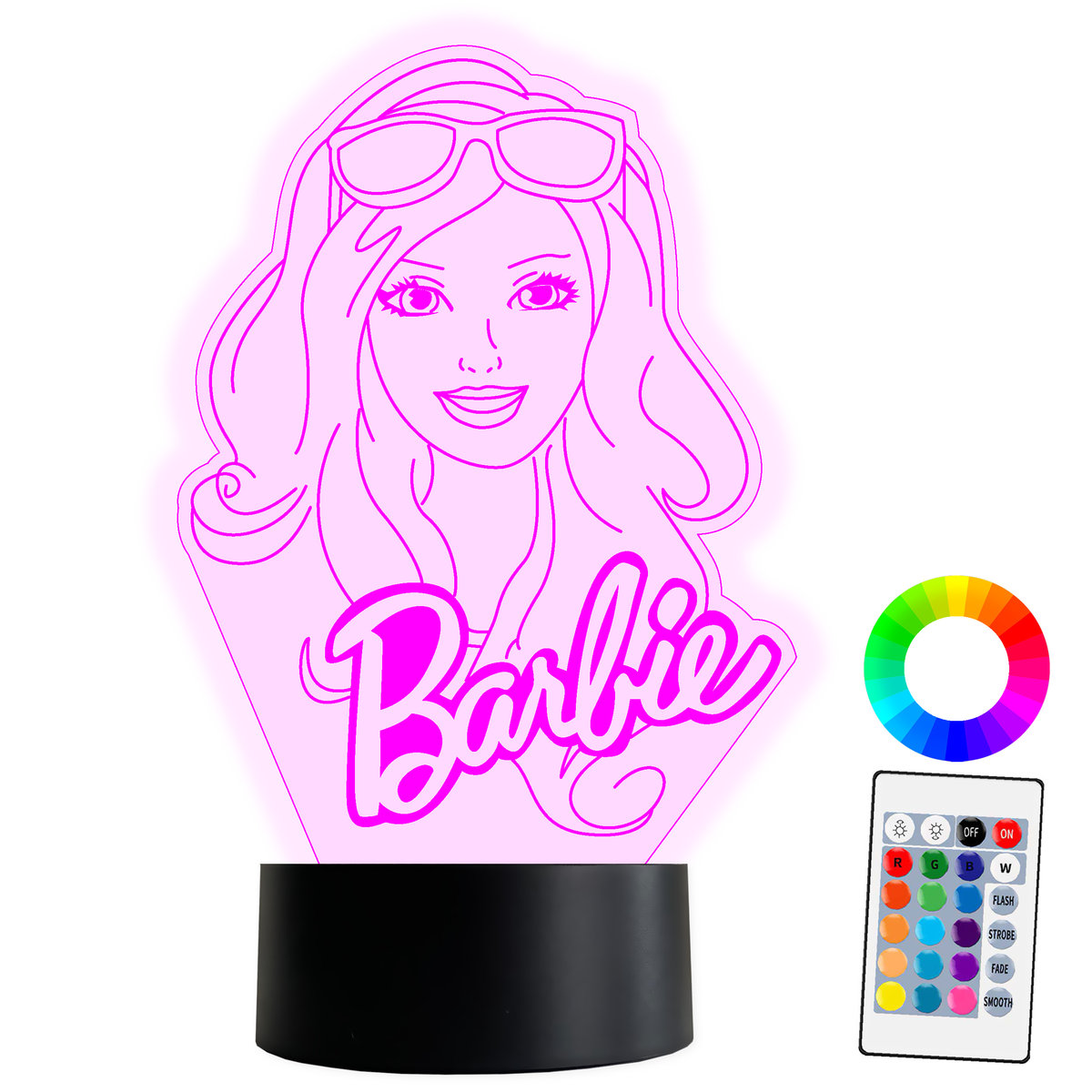 XL LAMPKA NOCNA LED 3D Barbie 16 kolorów + Pilot IMIĘ Grawer