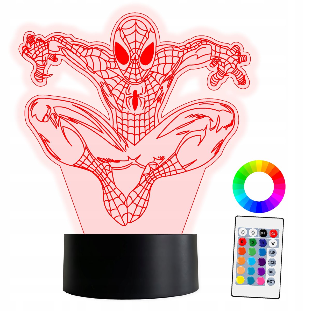XL Lampka Nocna LED 3D Spider-Man Spiderman Marvel 16 kolorów + Pilot