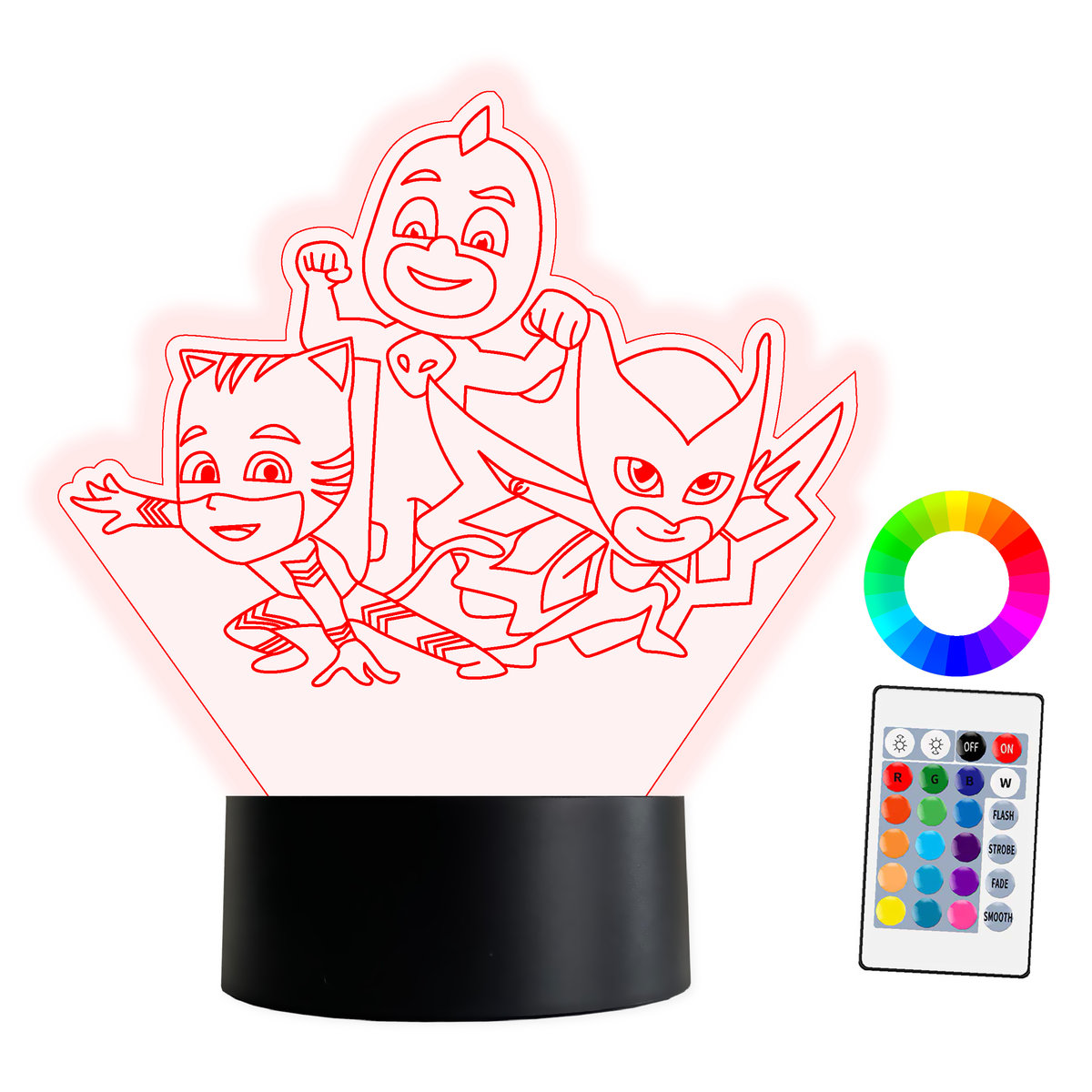 XL LAMPKA NOCNA LED 3D Pidżamersi Piżamersi 16 kolorów + Pilot IMIĘ Grawer