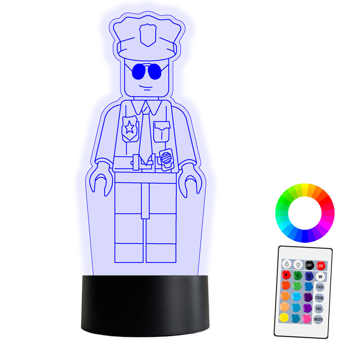 XL LAMPKA NOCNA LED 3D Lego City Policja 16 kolorów + Pilot IMIĘ Grawer