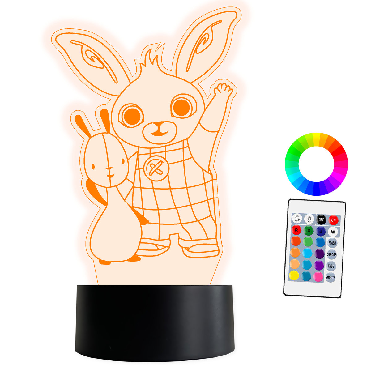 XL LAMPKA NOCNA LED 3D Bing Królik 16 kolorów + Pilot IMIĘ Grawer